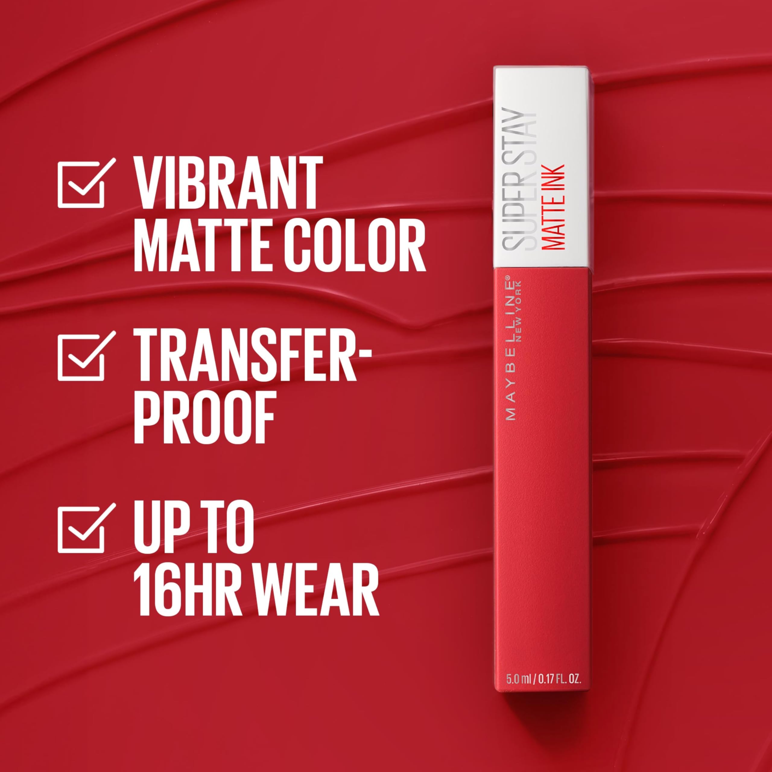 Maybelline Super Stay Matte Ink Liquid Lipstick Makeup, Long Lasting High Impact Color, Up to 16H Wear, Hustler, Red Brown, 1 Count, Packaging May Vary